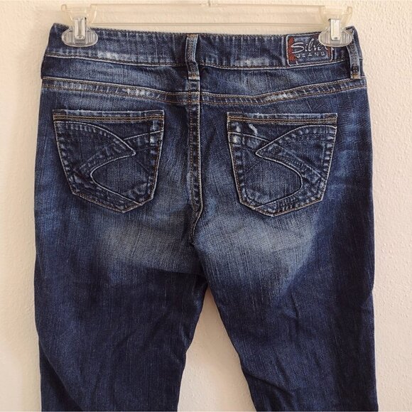 Silver Jean Womens 26 X 33 Eden Flare Leg Deconstructed Distressed Dark Wash - Picture 4 of 8